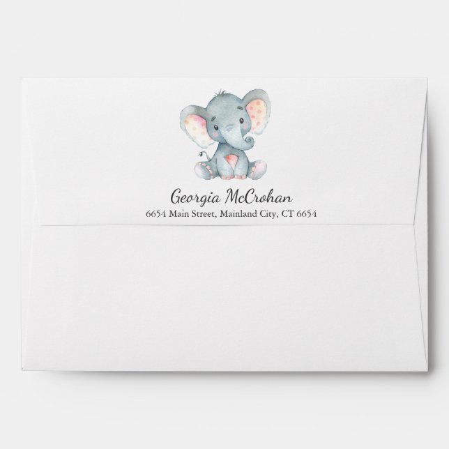 Elephant Baby Shower Invitation Envelope (Back (Top Flap))