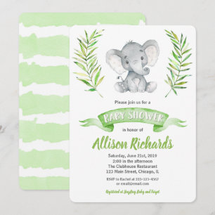 Elephant baby shower invitation gender neutral