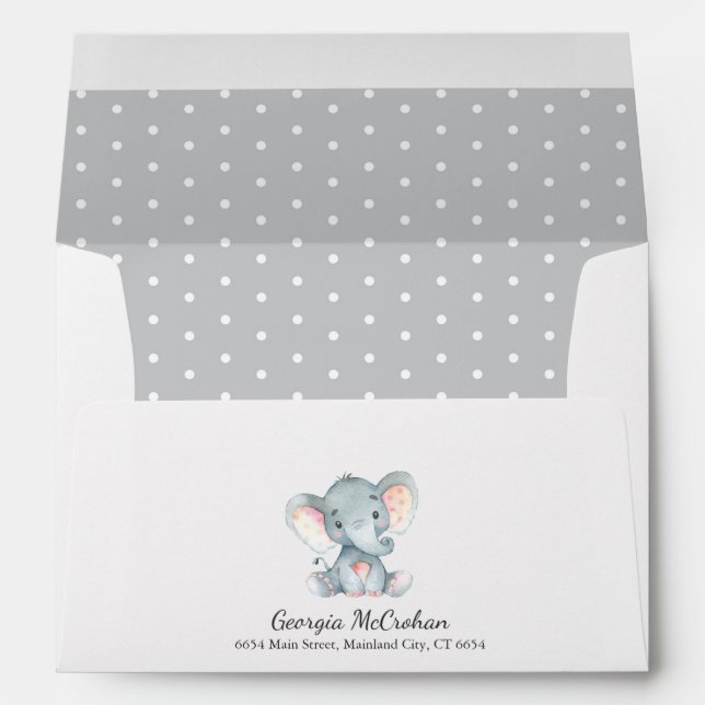 Elephant Baby Shower Invitation Grey Envelope (Back (Bottom))