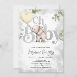 Elephant Baby Shower Invitation - Yellow