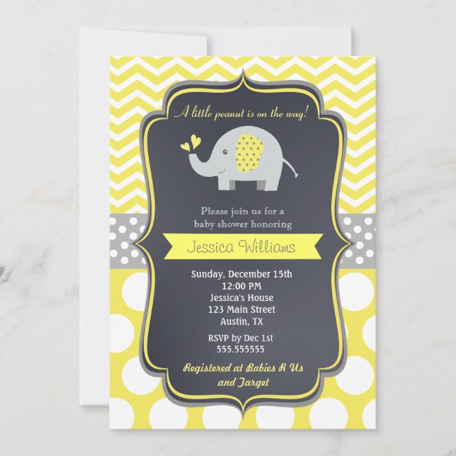 Elephant Baby Shower Invitations (Front)