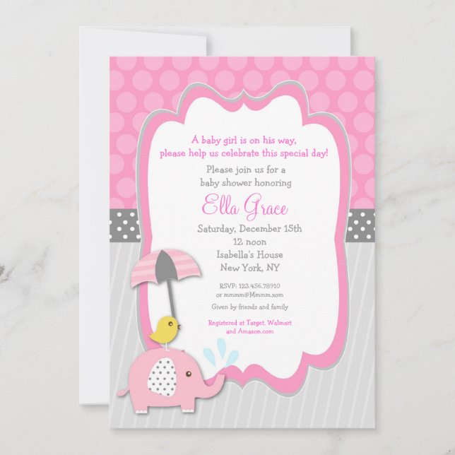 Elephant Baby Shower Invitations boy (Front)