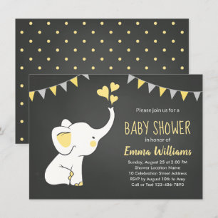 Elephant Baby Shower Invitations Neutral