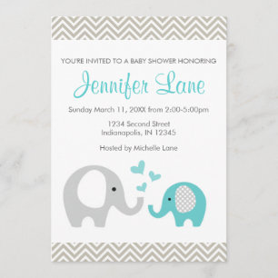 Elephant Baby Shower Invite Boy