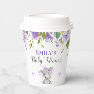 Elephant Baby Shower Lavender Purple Little Peanut Paper Cups