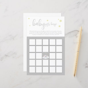Elephant Baby Shower Light Grey Baby Bingo Game