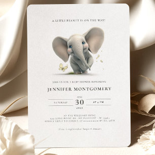 Elephant Baby Shower Little Peanut Gender Neutral Invitation