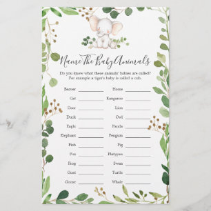 Elephant Baby Shower Name The Baby Animals