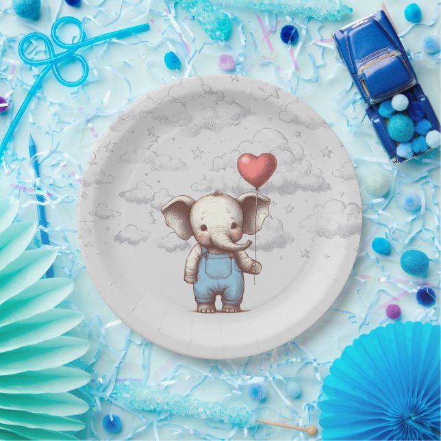 Elephant Baby Shower Paper Plate (Party)