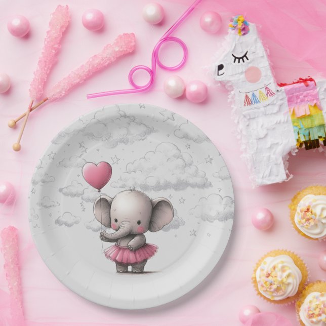 Elephant Baby Shower Paper Plate (Party)
