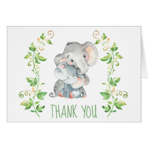Elephant Baby Shower Party Thank You Note Card