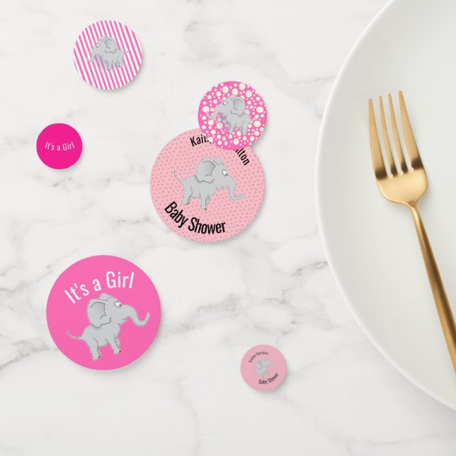 Elephant Baby Shower Pink Girl Confetti (Group)