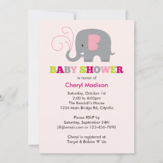 Elephant Baby Shower - Pink Invitation