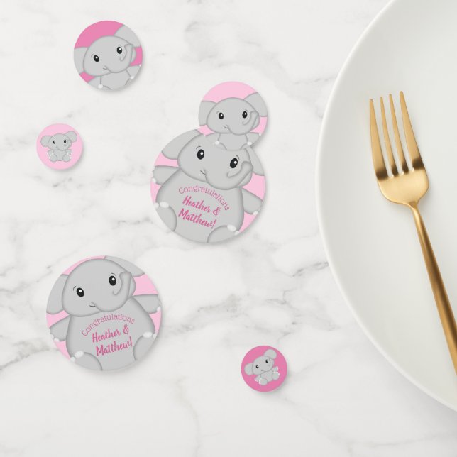 Elephant Baby Shower Pink Safari Girl Confetti (Group)