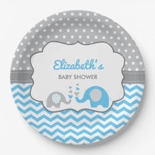 Elephant Baby Shower Plate, EDITABLE COLOR Paper Plate