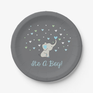 Elephant Baby Shower Plate, It's A Boy Plate
