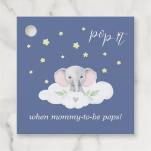 Elephant Baby Shower Pop It When Mummy Pops Blue Favour Tags