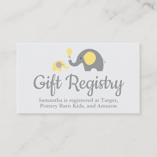 Elephant Baby Shower Registry Inserts in Pink (Front)