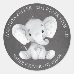Elephant Baby Shower Return Address Label