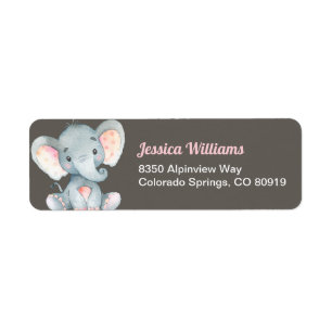 Elephant Baby Shower Return Address Label