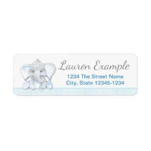 Elephant Baby Shower Return Address Labels