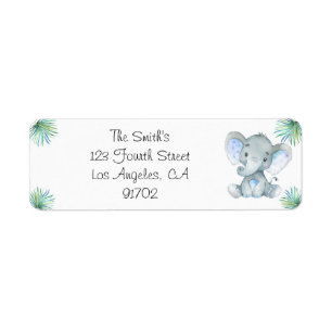 Elephant Baby Shower Return Labels