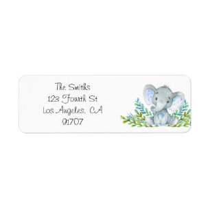 Elephant Baby Shower Return Labels
