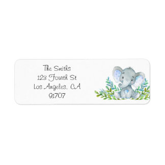 Elephant Baby Shower Return Labels