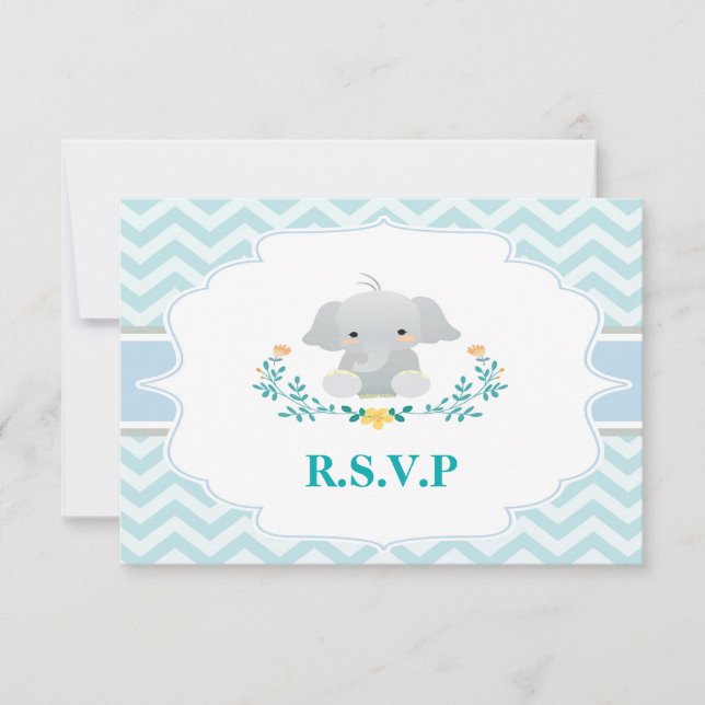 Elephant Baby Shower RSVP Card (Front)