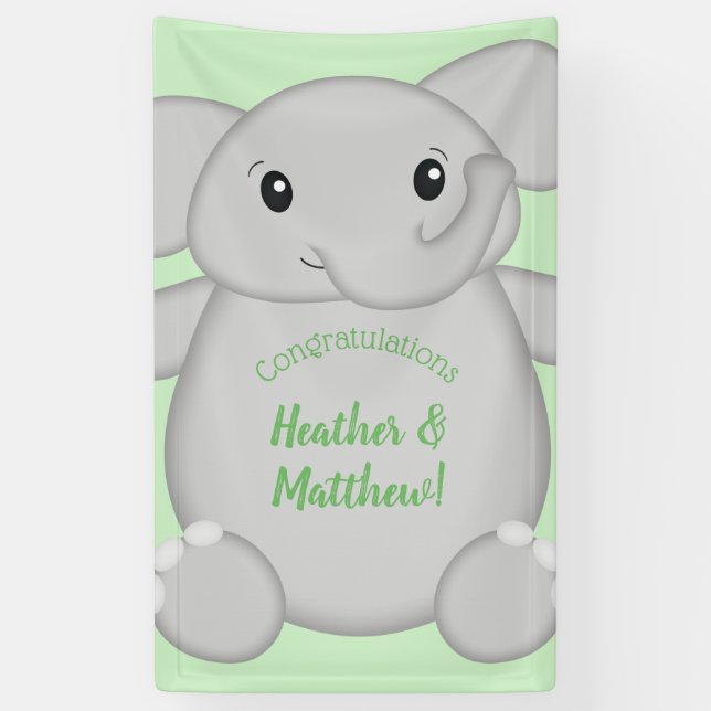 Elephant Baby Shower Safari Banner (Vertical)