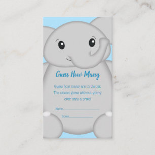 Elephant Baby Shower Safari Blue Boy Enclosure Card