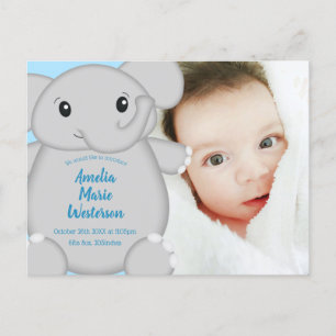 Elephant Baby Shower Safari Blue Boy Postcard