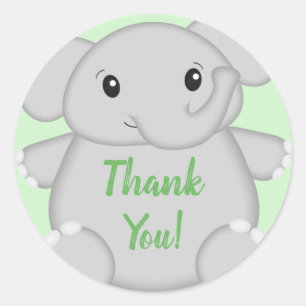 Elephant Baby Shower Safari Classic Round Sticker