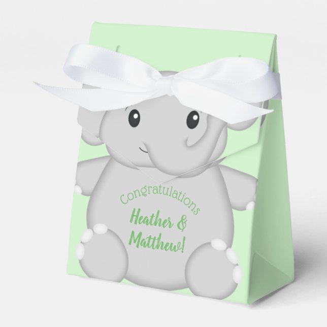 Elephant Baby Shower Safari Favour Box (Front Side)