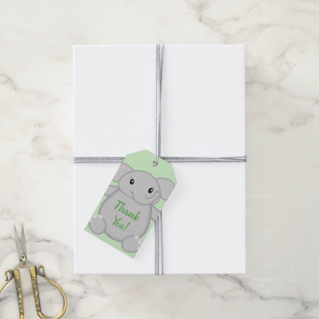 Elephant Baby Shower Safari Gift Tags (With Twine)