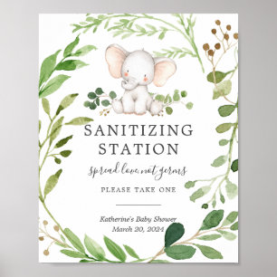 Elephant Baby Shower Sanitising Station Sign