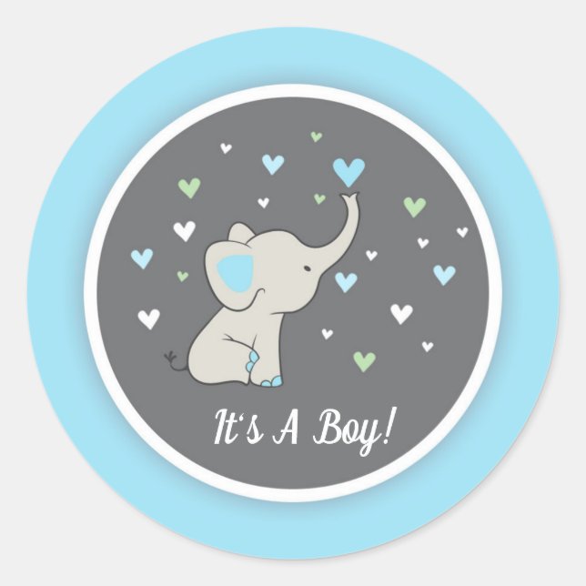 Elephant Baby Shower Sticker, Elephant Sticker (Front)