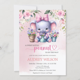 Elephant Baby Shower Sweet Little Peanut Garden Invitation