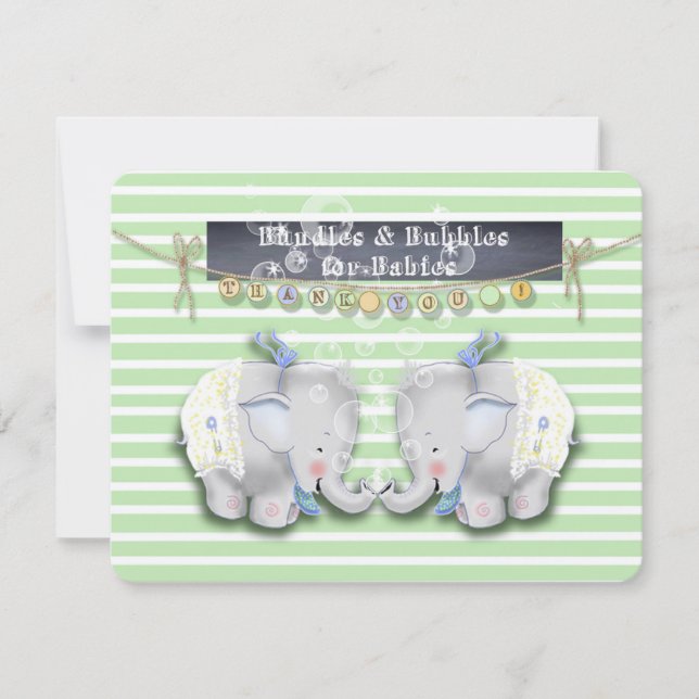 Elephant Baby Shower Thank you card (Front)