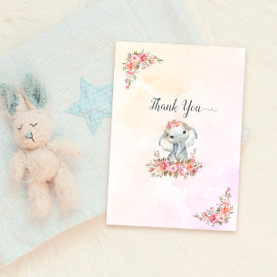 Elephant Baby Shower Thank You Card