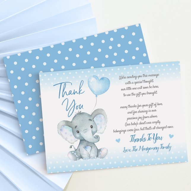 Elephant Baby Shower Thank You Card (Creator Uploaded)