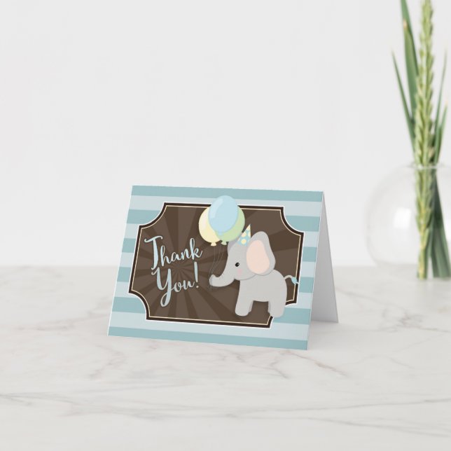 Elephant Baby Shower Thank You Card (Front)