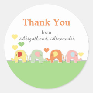  Elephant Baby Shower Thank You Classic Round Sticker