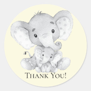 Elephant Baby Shower Thank You Favour Sticker
