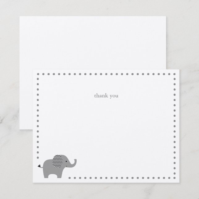 Elephant Baby Shower Thank You Note Card (Front/Back)