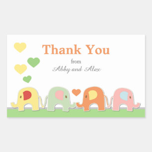  Elephant Baby Shower Thank You Rectangular Sticker