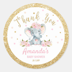 Elephant Baby Shower Thank You Sticker Labels