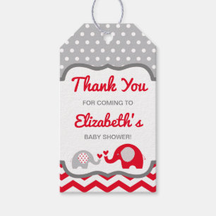 Elephant Baby Shower Thank You Tag, EDITABLE COLOR Gift Tags