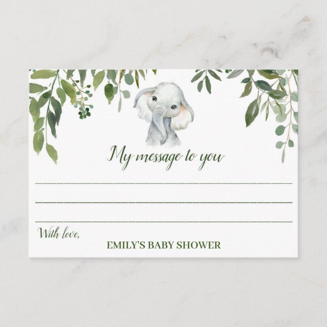 Elephant Baby Shower Time Capsule Cards (Front)