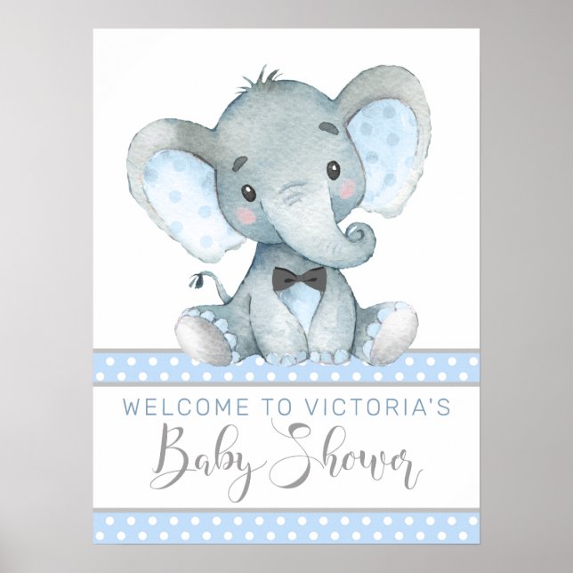 Elephant Baby Shower Welcome Sign (Front)